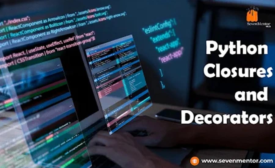 Diagram illustrating Python closures and decorators, highlighting their functions and relationships in programming.