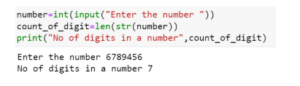 Q.Write a Python program to count number of digits in a number.