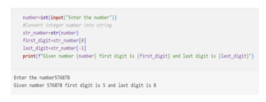 Q. Write a Python program to find sum of first and last digit of a number.