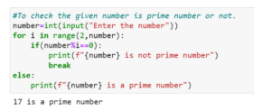 Q. Write a Python program to check whether a number is Prime number or
not