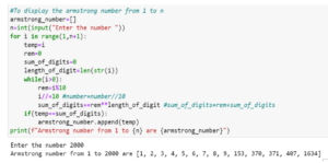 Q.Write a Python program to print all Armstrong numbers between 1 to n.
