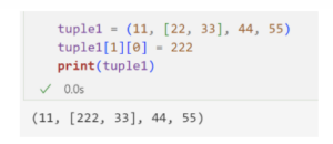 Q. Given is a nested tuple. Write a program to modify the first item (22) of a list inside the following tuple to 222.