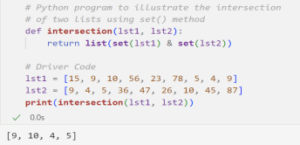 Q. How to Get an Intersection of Two Python Lists 